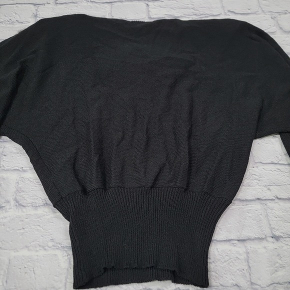 Vtg Kippsport Saks Fifth Avenue Designer Bat Wing‎ Wool Black Sweater Sequins - Picture 9 of 16